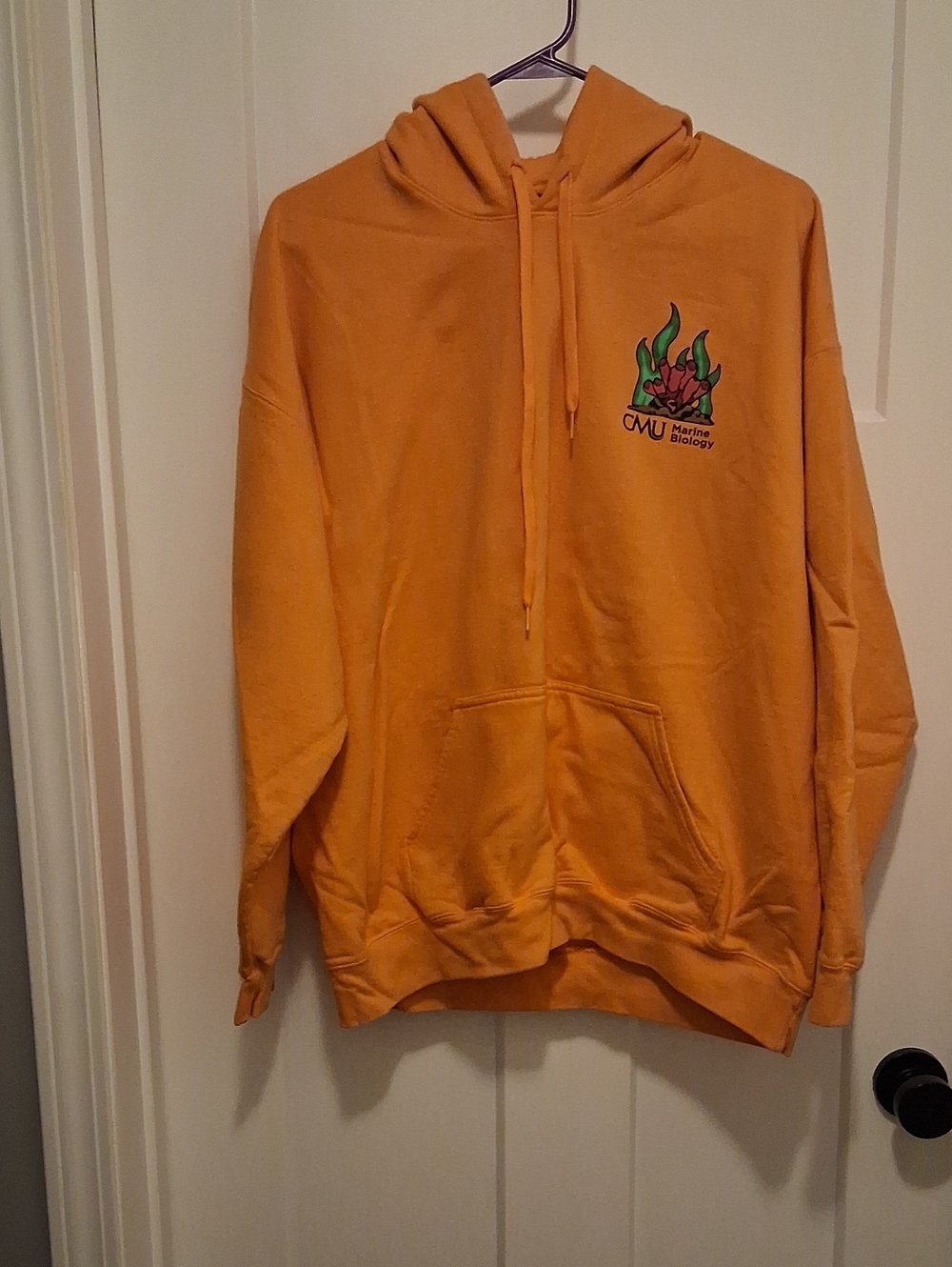 CMU Marine Biology Orange Hoodie Sweatshirt Size XL